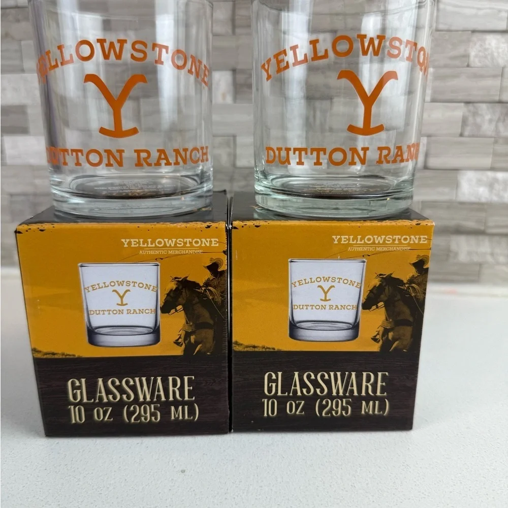 Yellowstone Dutton Ranch Glassware Set‎ of 2 Whiskey Glasses 10 oz